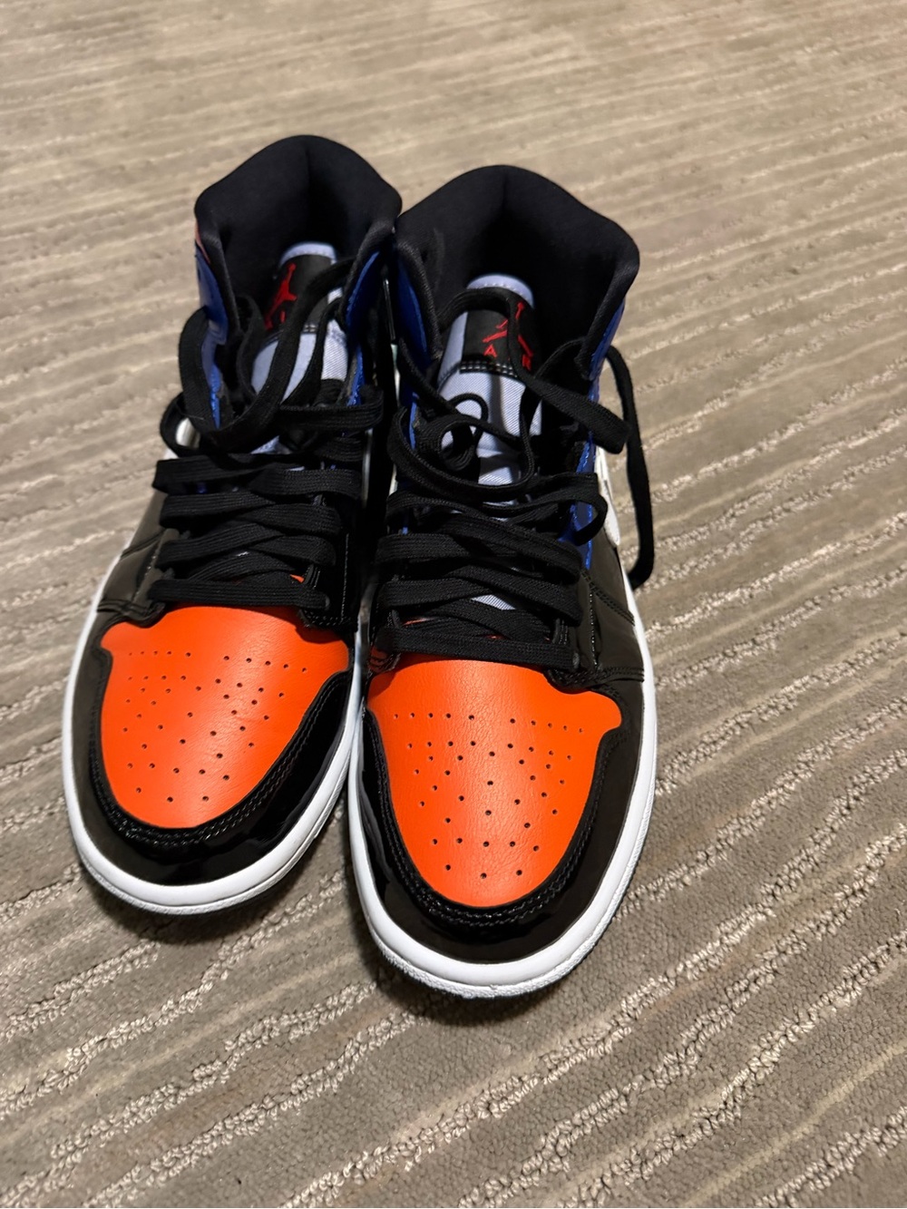 Jordan Men's High-Top Sneakers in Black, Orange and Blue